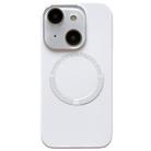 For iPhone 14 Small Window Acrylic Glass Lens MagSafe Silicone Phone Case(White) - 1