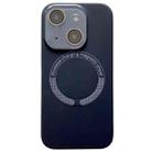 For iPhone 14 Small Window Acrylic Glass Lens MagSafe Silicone Phone Case(Black) - 1
