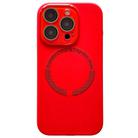 For iPhone 13 Pro Max Small Window Acrylic Glass Lens MagSafe Silicone Phone Case(Red) - 1