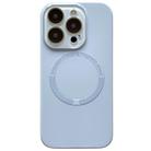 For iPhone 12 Pro Max Small Window Acrylic Glass Lens MagSafe Silicone Phone Case(Sierra Blue) - 1