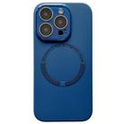 For iPhone 12 Pro Max Small Window Acrylic Glass Lens MagSafe Silicone Phone Case(Midnight Blue) - 1