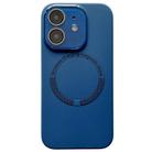 For iPhone 11 Small Window Acrylic Glass Lens MagSafe Silicone Phone Case(Midnight Blue) - 1