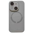 For iPhone 14 Plus Small Window Acrylic Glass Lens MagSafe Silicone Phone Case(Grey) - 1