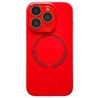 For iPhone 11 Pro Small Window Acrylic Glass Lens MagSafe Silicone Phone Case(Red) - 1