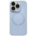 For iPhone 11 Pro Max Small Window Acrylic Glass Lens MagSafe Silicone Phone Case(Sierra Blue) - 1