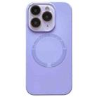For iPhone 11 Pro Max Small Window Acrylic Glass Lens MagSafe Silicone Phone Case(Purple) - 1
