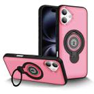 For iPhone 16 Ring Holder Magnetic Phone Case(Bright Pink) - 1