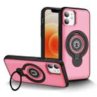 For iPhone 12 Ring Holder Magnetic Phone Case(Bright Pink) - 1