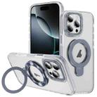 For iPhone 16 Pro Two Color TPU Hybrid Acrylic MagSafe Magnetic Holder Phone Case(Grey) - 1