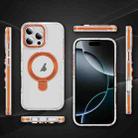 For iPhone 16 Plus Two Color TPU Hybrid Acrylic MagSafe Magnetic Holder Phone Case(Orange) - 2