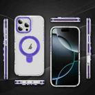 For iPhone 16 Plus Two Color TPU Hybrid Acrylic MagSafe Magnetic Holder Phone Case(Purple) - 2