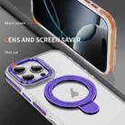 For iPhone 16 Plus Two Color TPU Hybrid Acrylic MagSafe Magnetic Holder Phone Case(Purple) - 3