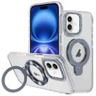 For iPhone 16 Two Color TPU Hybrid Acrylic MagSafe Magnetic Holder Phone Case(Grey) - 1