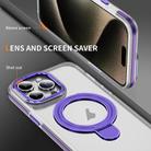 For iPhone 15 Pro Max Two Color TPU Hybrid Acrylic MagSafe Magnetic Holder Phone Case(Purple) - 3