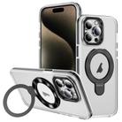 For iPhone 15 Pro Two Color TPU Hybrid Acrylic MagSafe Magnetic Holder Phone Case(Black) - 1