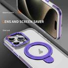 For iPhone 15 Pro Two Color TPU Hybrid Acrylic MagSafe Magnetic Holder Phone Case(Purple) - 3