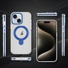For iPhone 15 Plus Two Color TPU Hybrid Acrylic MagSafe Magnetic Holder Phone Case(Blue) - 2