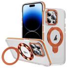 For iPhone 14 Pro Two Color TPU Hybrid Acrylic MagSafe Magnetic Holder Phone Case(Orange) - 1