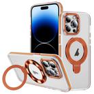 For iPhone 14 Pro Max Two Color TPU Hybrid Acrylic MagSafe Magnetic Holder Phone Case(Orange) - 1