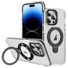 For iPhone 14 Pro Max Two Color TPU Hybrid Acrylic MagSafe Magnetic Holder Phone Case(Black) - 1