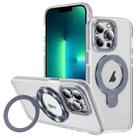 For iPhone 13 Pro Max Two Color TPU Hybrid Acrylic MagSafe Magnetic Holder Phone Case(Grey) - 1