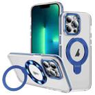 For iPhone 13 Pro Max Two Color TPU Hybrid Acrylic MagSafe Magnetic Holder Phone Case(Blue) - 1