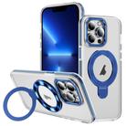 For iPhone 13 Pro Two Color TPU Hybrid Acrylic MagSafe Magnetic Holder Phone Case(Blue) - 1