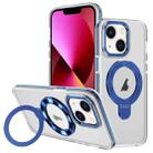 For iPhone 13 Two Color TPU Hybrid Acrylic MagSafe Magnetic Holder Phone Case(Blue) - 1