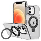 For iPhone 12 Two Color TPU Hybrid Acrylic MagSafe Magnetic Holder Phone Case(Black) - 1