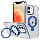 For iPhone 12 Two Color TPU Hybrid Acrylic MagSafe Magnetic Holder Phone Case(Blue) - 1
