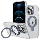For iPhone 12 Pro Max Two Color TPU Hybrid Acrylic MagSafe Magnetic Holder Phone Case(Grey) - 1