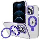 For iPhone 12 Pro Max Two Color TPU Hybrid Acrylic MagSafe Magnetic Holder Phone Case(Purple) - 1