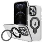 For iPhone 12 Pro Two Color TPU Hybrid Acrylic MagSafe Magnetic Holder Phone Case(Black) - 1