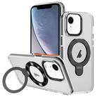 For iPhone XR Two Color TPU Hybrid Acrylic MagSafe Magnetic Holder Phone Case(Black) - 1