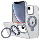 For iPhone XR Two Color TPU Hybrid Acrylic MagSafe Magnetic Holder Phone Case(Grey) - 1