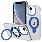 For iPhone XR Two Color TPU Hybrid Acrylic MagSafe Magnetic Holder Phone Case(Blue) - 1
