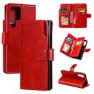 For Samsung Galaxy S25 Ultra 5G Tri-Fold 9-Card Wallets Leather Phone Case(Red) - 1