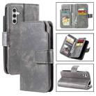 For Samsung Galaxy S24 FE 5G Tri-Fold 9-Card Wallets Leather Phone Case(Grey) - 1