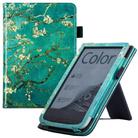 For Pocketbook PB616 Hand Rest Holder Painting Leather Smart Tablet Case(Apricot Blossom) - 1