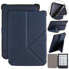 For Pocketbook B606 628 633 632 627 616 Cross Texture Deformation TPU Leather Smart Tablet Case(Dark Blue) - 1