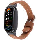 For Xiaomi Smart Band 9 PC Case Integrated Microfiber Leather Watch Band(Black+Brown) - 1