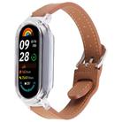For Xiaomi Smart Band 9 PC Case Integrated Microfiber Leather Watch Band(Transparent+Brown) - 1