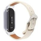 For Xiaomi Smart Band 9 PC Case Integrated Microfiber Leather Watch Band(Transparent+Beige White) - 2