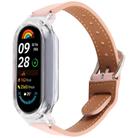 For Xiaomi Smart Band 9 PC Case Integrated Microfiber Leather Watch Band(Transparent+Pink) - 1
