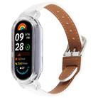 For Xiaomi Smart Band 9 PC Case Integrated Microfiber Leather Watch Band(Transparent+White) - 1