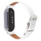 For Xiaomi Smart Band 9 PC Case Integrated Microfiber Leather Watch Band(Transparent+White) - 2