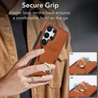 For Samsung Galaxy S25 Ultra 5G Elastic Card Bag Ring Holder Phone Case(Brown) - 2