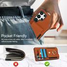 For Samsung Galaxy S25 Ultra 5G Elastic Card Bag Ring Holder Phone Case(Brown) - 3