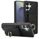 For Samsung Galaxy S25 Ultra 5G Elastic Card Bag Ring Holder Phone Case(Black) - 1