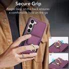 For Samsung Galaxy S25+ 5G Elastic Card Bag Ring Holder Phone Case(Purple) - 2